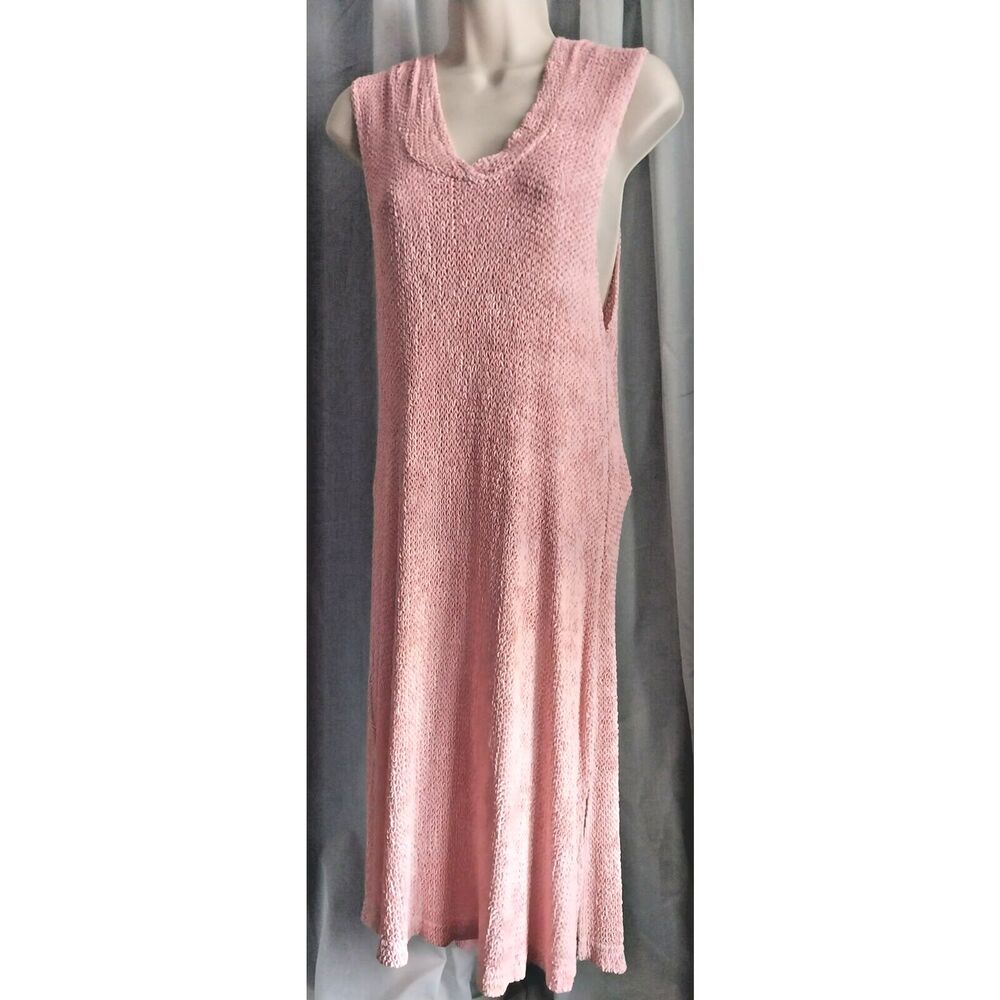 Beach Pink Hooded Mesh Dress Swimsuit Cover Up Large Womens